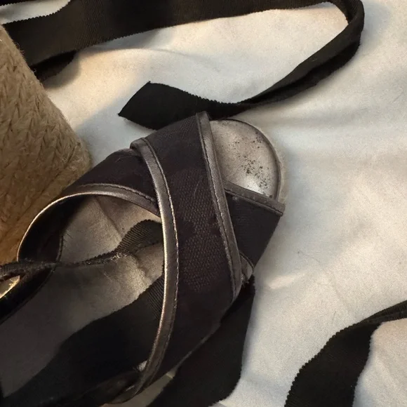 Coach Black and Tan insignia Espadrille Wedges - Picture 8 of 12